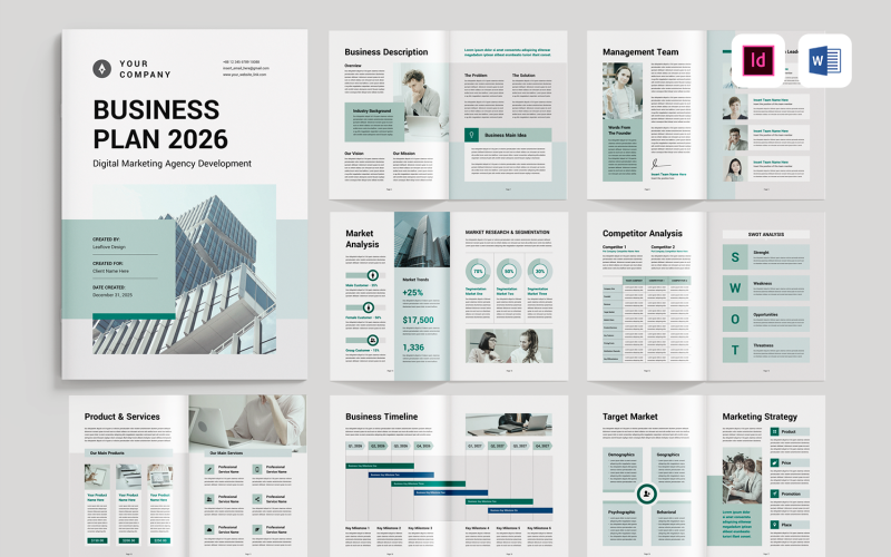 Business Plan Template | Microsoft Word & Adobe Indesign