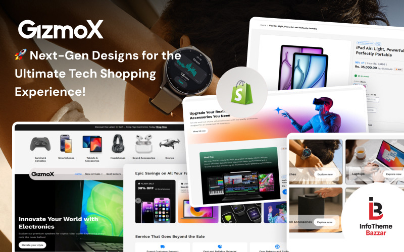 Gizmox - Tema Shopify 2.0 de Eletrônica Moderna