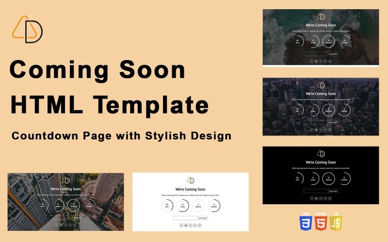 Plantilla HTML de anuncio Próximamente: página de cuenta regresiva con un diseño elegante