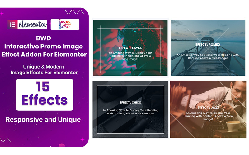 Plugin WordPress de efeito promocional interativo para Elementor