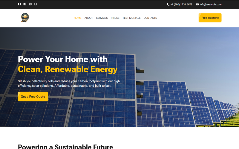 SunVolt - Page d'accueil réactive pour l'énergie solaire