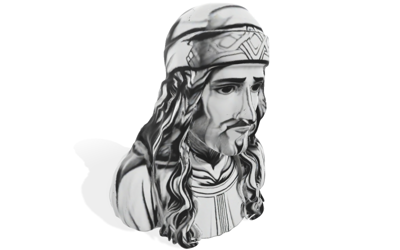 Busto de figura serena con túnica, modelo 3D