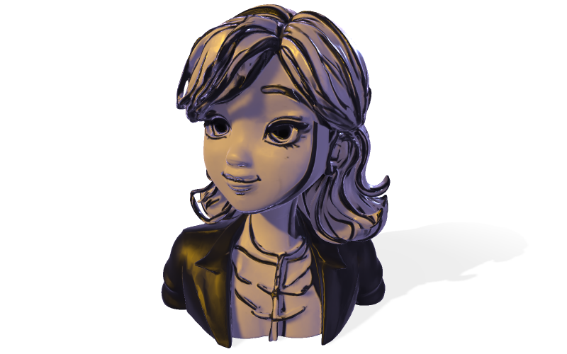Busto de personaje femenino estilizado, modelo 3D gratuito