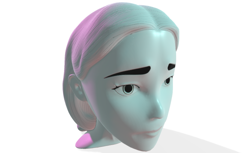 Modèle 3D de buste au visage stylisé serein