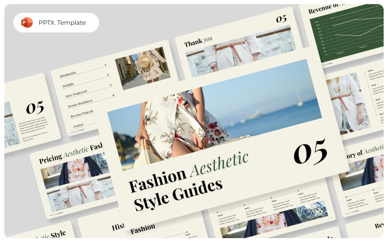 PowerPoint-presentatiesjabloon voor esthetische modegids