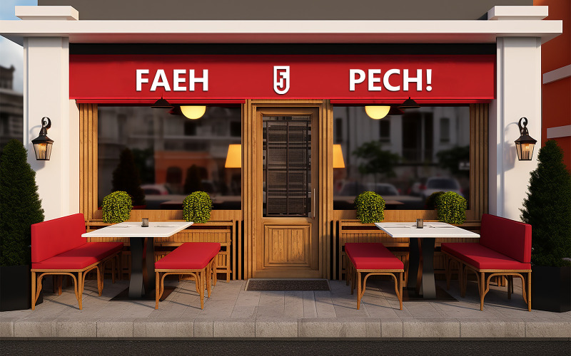 Maqueta de fachada de restaurante | Maqueta de letrero de fachada de tienda