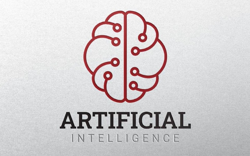 Modèle de logo de contour de ligne de technologie moderne de circuit de cercle de cerveau intelligent d'intelligence artificielle