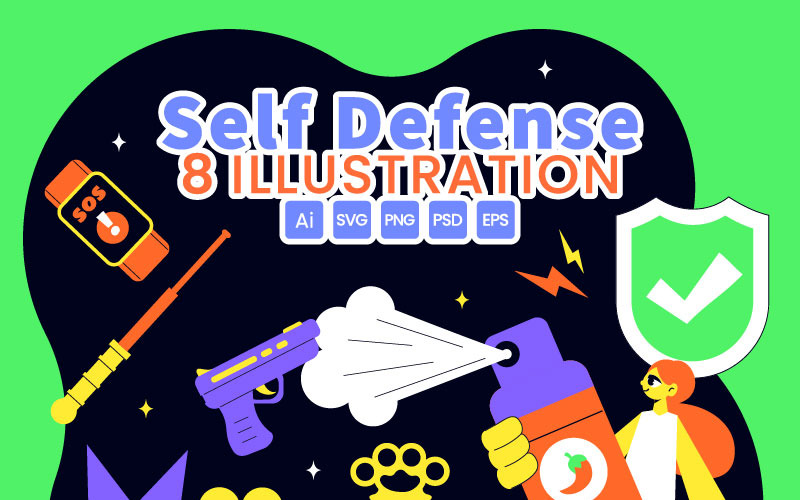 8 självförsvar vektorillustration