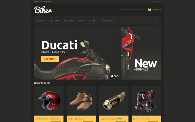 Motocykle i motocykle Motyw Magento