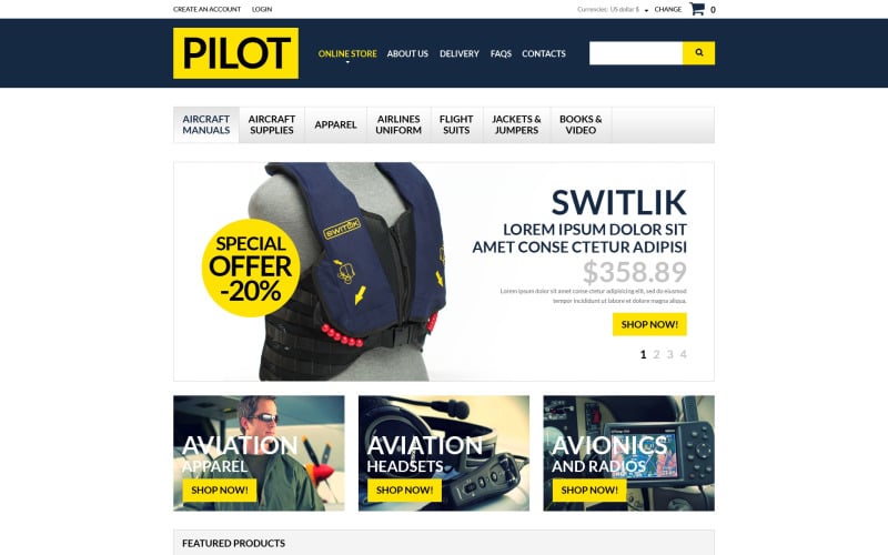 Šablona VirtueMart Pilot Shop
