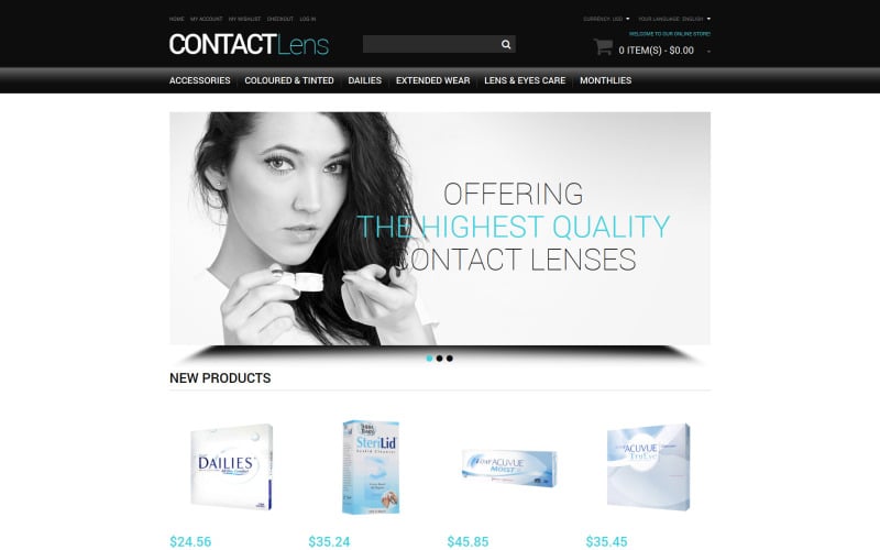 Тема для Magento контактных линз Vision