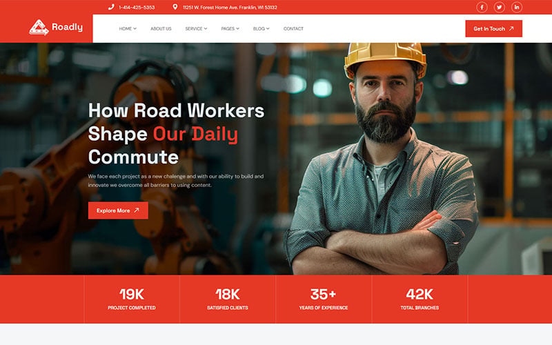 Roadly - Motyw WordPress dla budownictwa i inżynierii lądowej