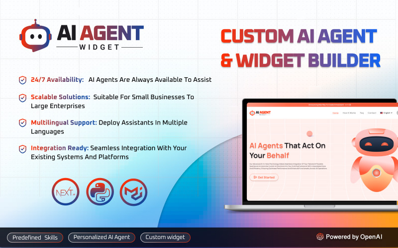 AI Agent Widget - 带有小部件构建器的自定义 AI 代理