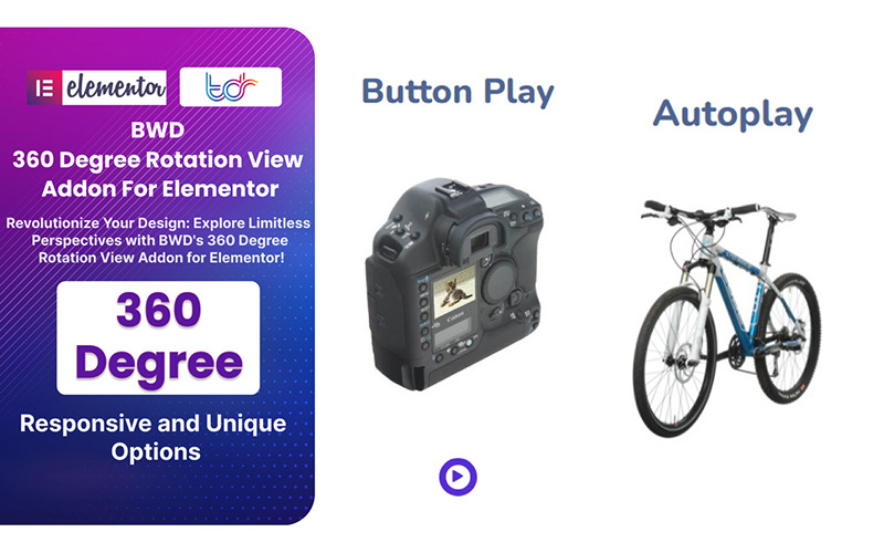 Drie zestig graden rotatieweergave WordPress-plug-in voor Elementor
