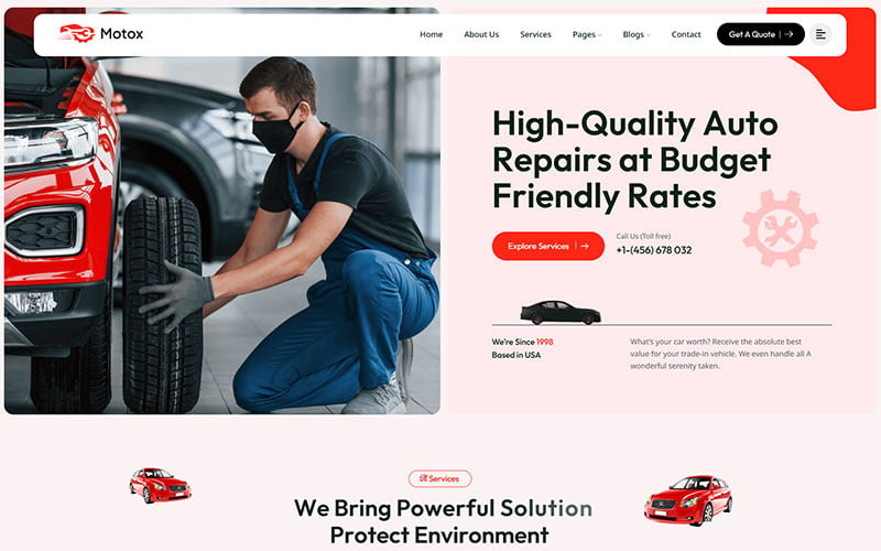 Motox – Araç Tamir ve Oto Çekme Mekanik WordPress Teması