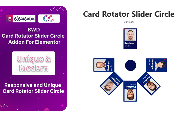 Plugin WordPress Card Rotator Slider Circle pour Elementor