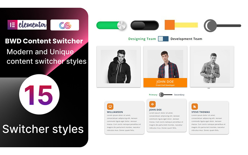 Plugin WordPress de changement de contenu pour Elementor