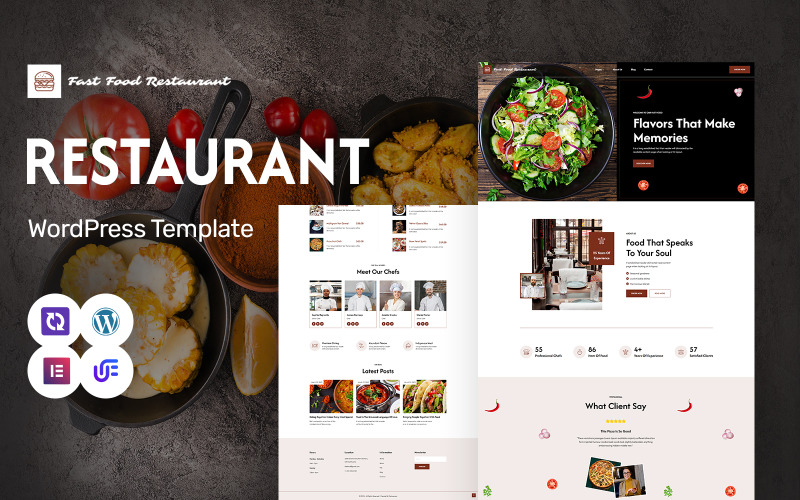Restaurante de comida rápida: elegante tema Elementor de WordPress para restaurantes y cafeterías