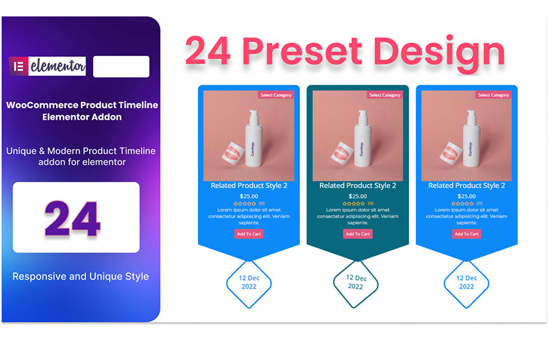 WooCommerce termék idővonala WordPress beépülő modul az Elementorhoz
