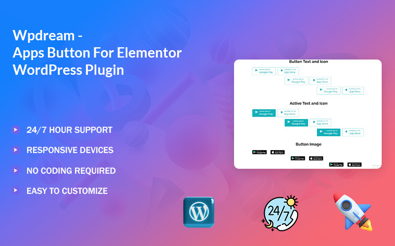 Wpdream - Bouton d'applications pour le plugin WordPress Elementor