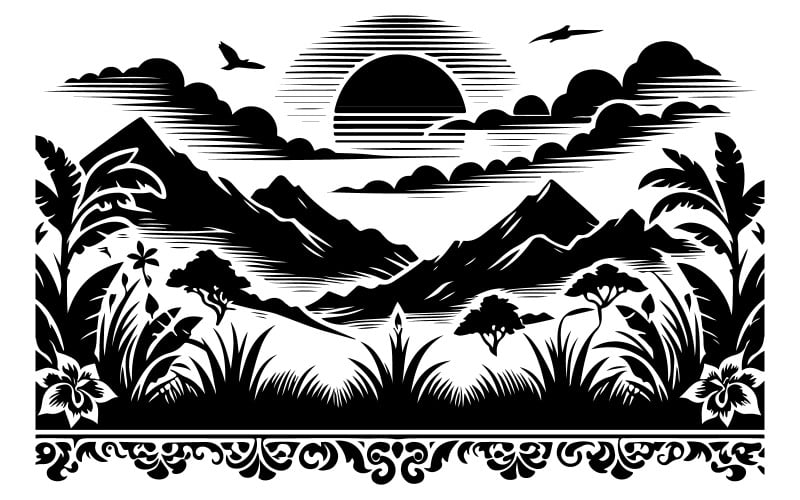 border design silhouette vector art illustration