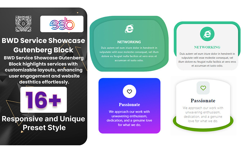 Bloco de apresentação de serviço WordPress Plugin para Gutenberg