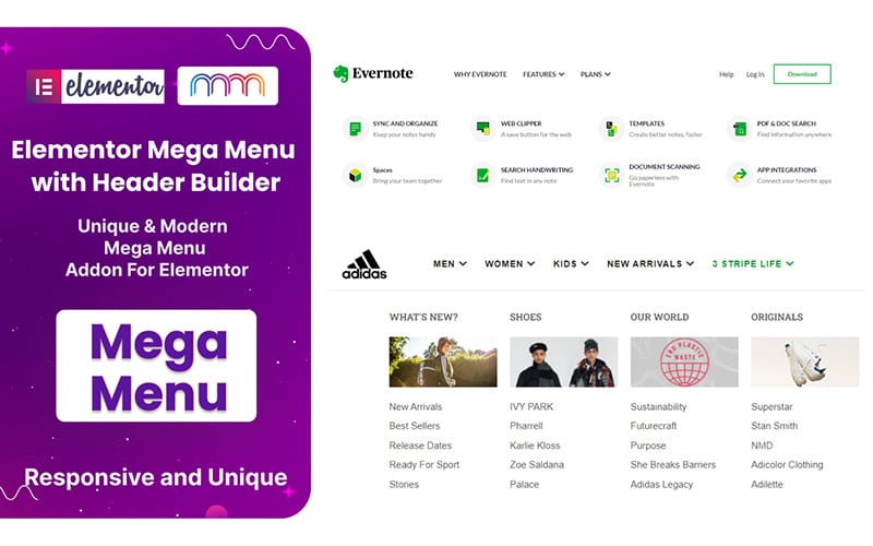 Mega Menu с плагином Header Builder WordPress для Elementor