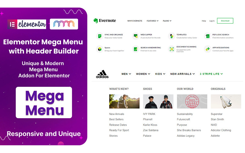 Мегаменю з плагіном WordPress для конструктора заголовків для Elementor