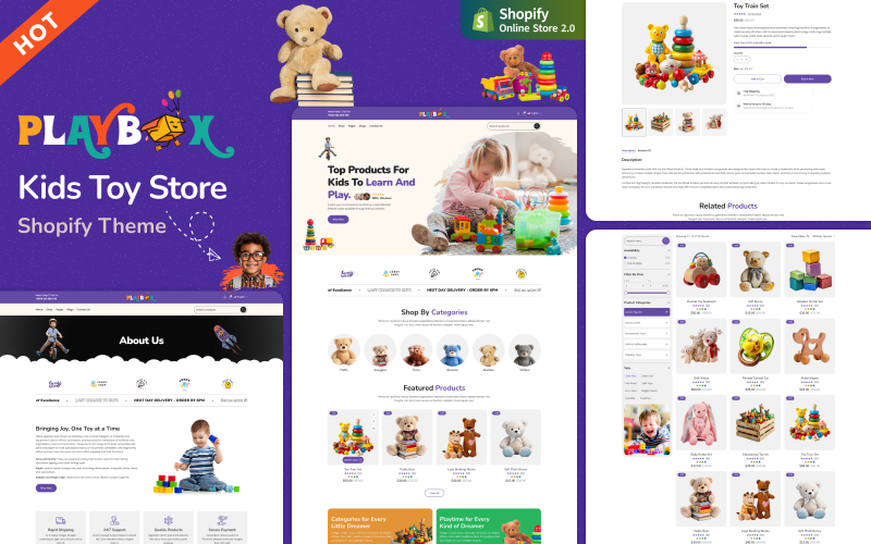 Play Box - Loja de brinquedos infantis Tema Shopify 2.0 responsivo