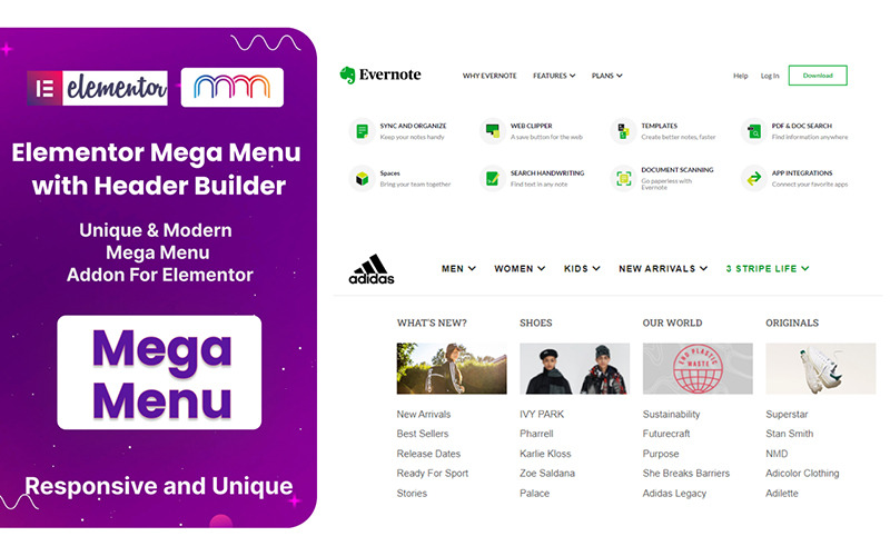 Plugin de WordPress para crear un mega menú con encabezados para Elementor
