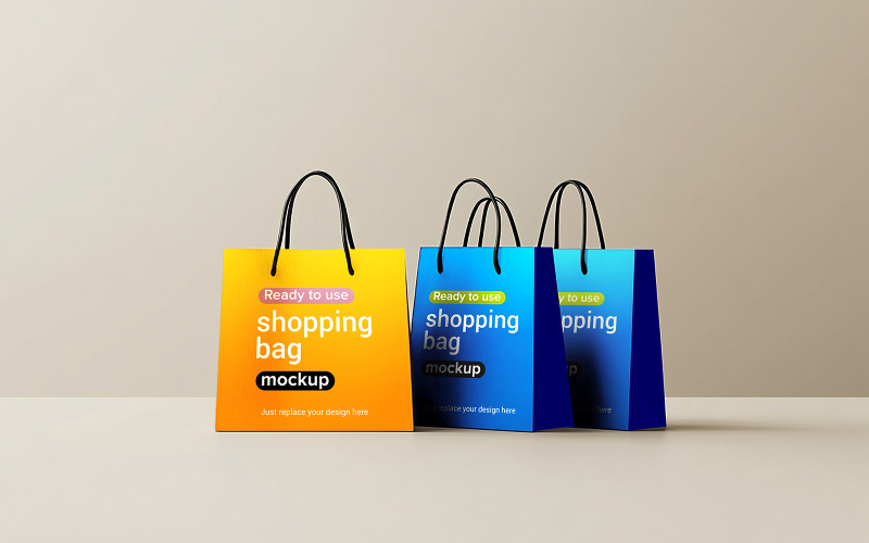 Trzy torby na zakupy Mockup Psd 3 torby papierowe Mockup Torba na zakupy Mockup