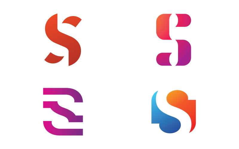 字母 S 徽标矢量模板。创意 S 字母初始标志设计 V14