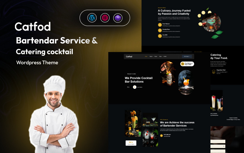 Catfod - Tema WordPress per cocktail per servizi di barman e catering