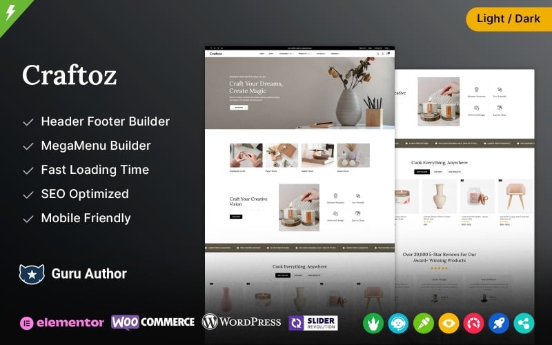 Craftoz - 艺术工艺品和艺术画廊以及家居装饰商店 WooCommerce 主题