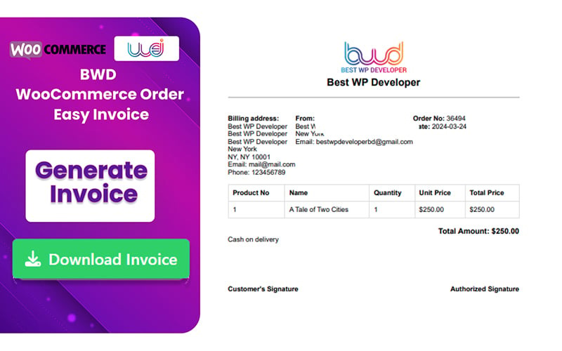 Easy Invoice WordPress beépülő modul a WooCommerce számára