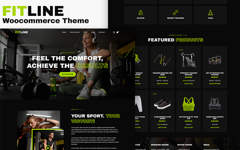 Fitline - 运动服和体育器材商店 Woocommerce 主题