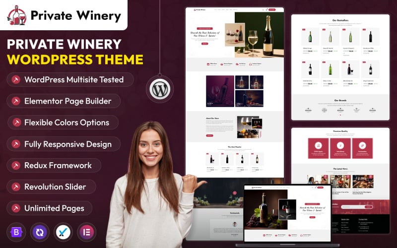 Özel Şaraphane Elementor WordPress Teması