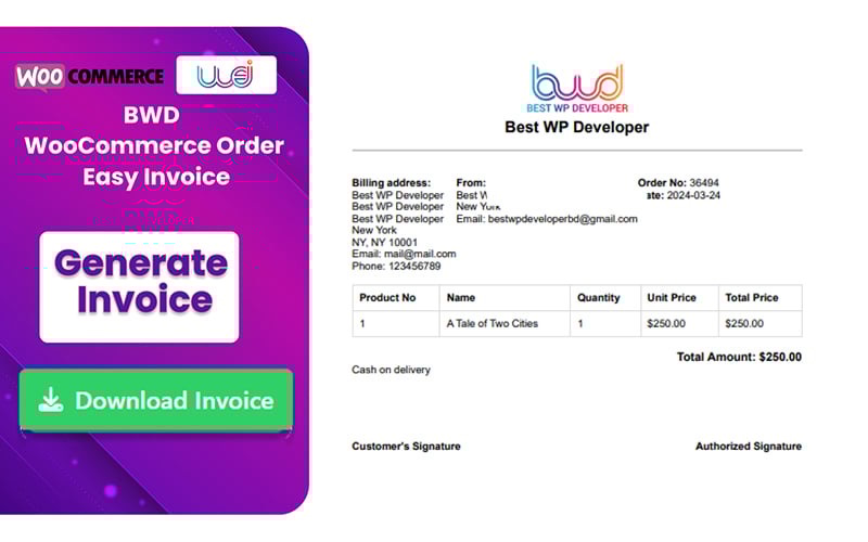 Plugin WordPress Easy Invoice pour WooCommerce
