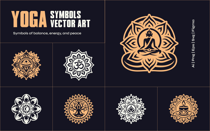 Set di simboli vettoriali di yoga