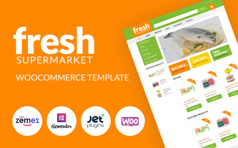 Fresh Fresh - Modelo de Woocommerce de Supermercado para vendas fáceis Tema WooCommerce
