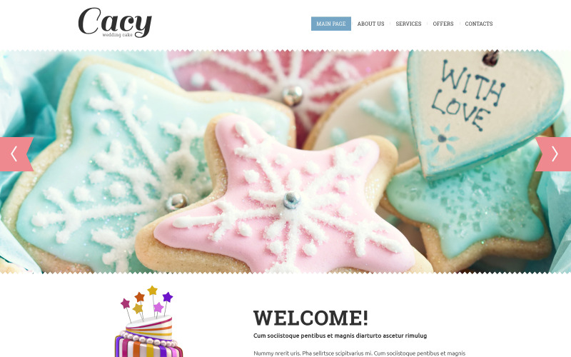 Hochzeitstorte Responsive Website-Vorlage
