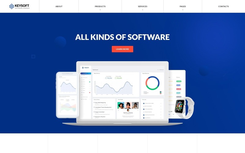 Keysoft - Kreative mehrseitige HTML-Website-Vorlage des Softwareunternehmens