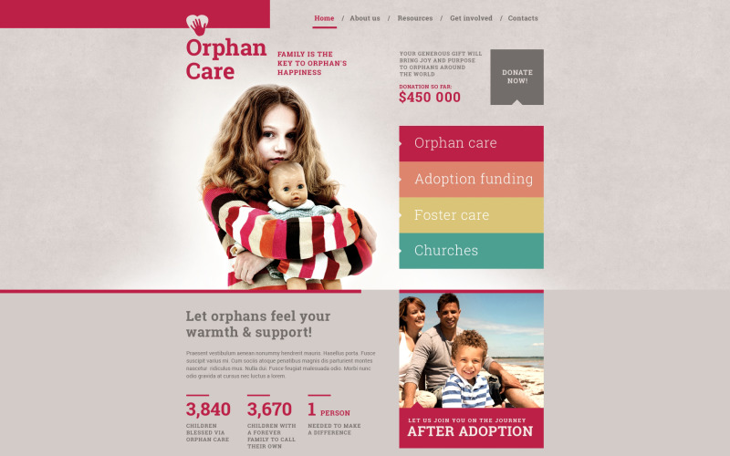 Plantilla de sitio web adaptable para agencias de adopción