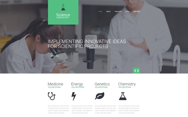 Responsive Website-Vorlage für das Science Lab