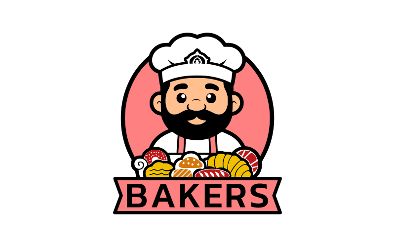 Yaratıcı Maskot Baker Logo Tasarım Şablonu