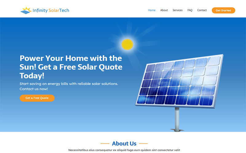 Infinity SolarTech Solutions – Webbplatsmall för professionell installation och reparation av solenergi