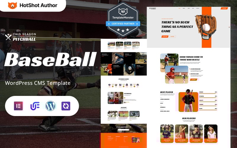 Pitchball - Baseball League och turnering WordPress Elementor Theme