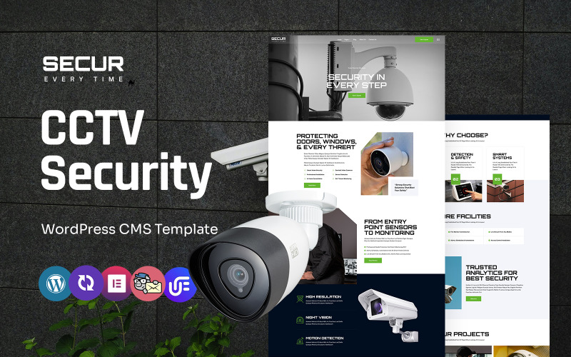 Secur - CCTV en beveiligingsdienst Multifunctioneel WordPress Elementor-thema