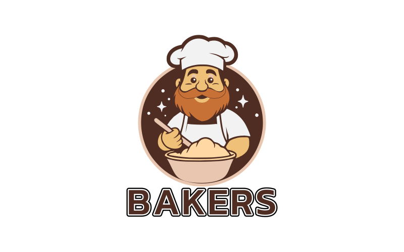 Logo-Vorlage für eine Maskottchenbäckerei im Vintage-Stil