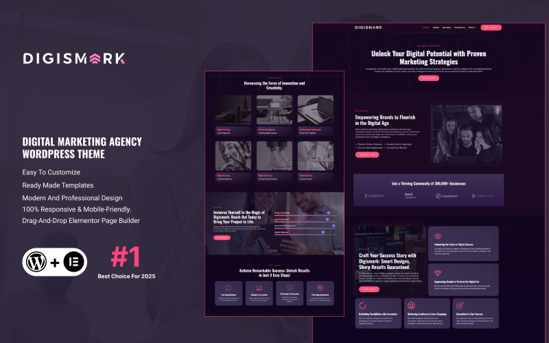 Digismark - 黑暗数字营销机构 Elementor Wordpress 主题